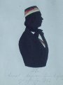Getuschte Silhouette eines Kösener Corpsstudenten der Vormärzzeit 1843